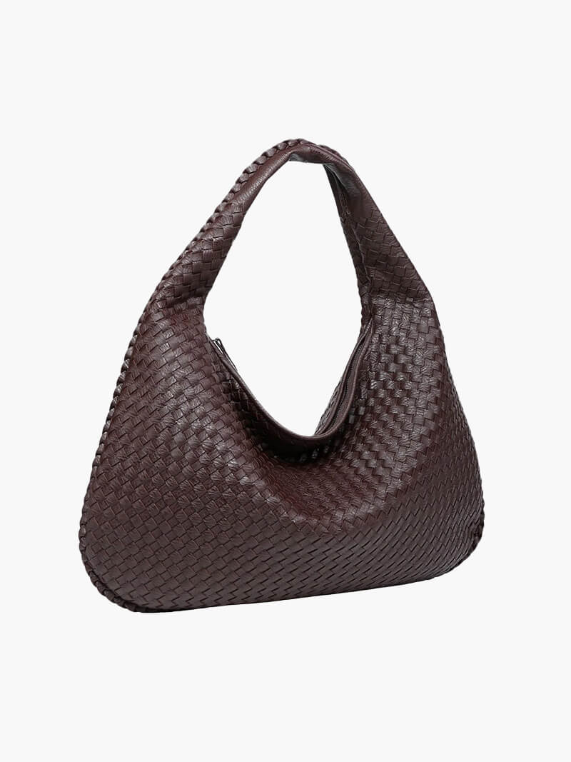 Woven Vegan Leather Shoulder Bag – Spacious Design