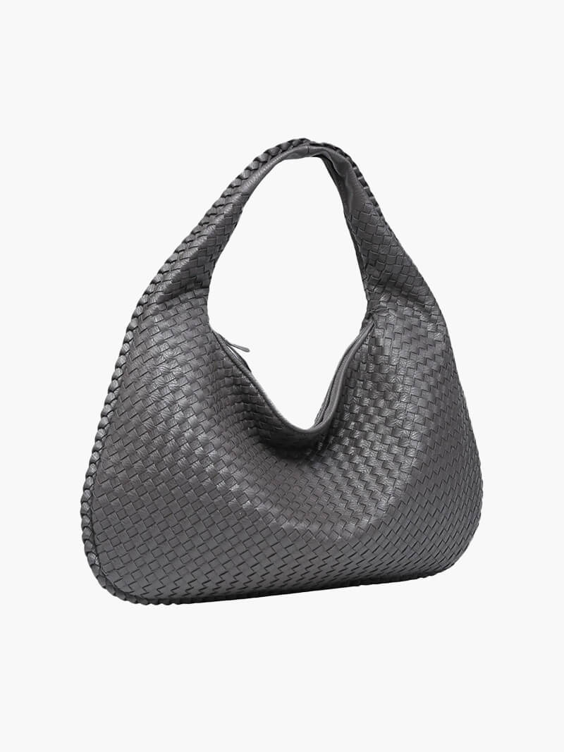 Woven Vegan Leather Shoulder Bag – Spacious Design