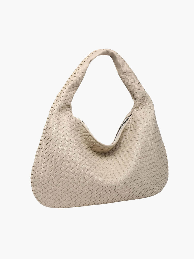 Woven Vegan Leather Shoulder Bag – Spacious Design