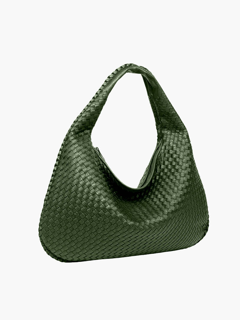 Woven Vegan Leather Shoulder Bag – Spacious Design