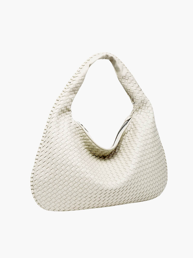Woven Vegan Leather Shoulder Bag – Spacious Design