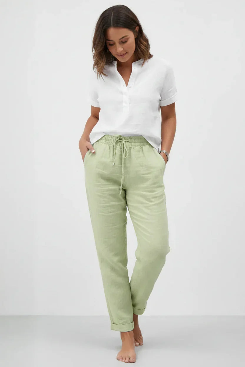 Sophie | Women's Flowing Cotton and Linen Trousers-Modylol