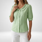 Zelie | Women's Elegant Striped Puff Sleeve Blouse-Modylol