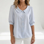 Zelie | Women's Elegant Striped Puff Sleeve Blouse-Modylol