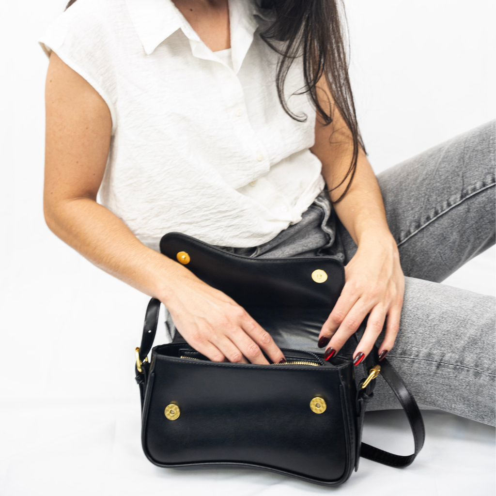 Genuine Leather Shoulder Bag – Adjustable Strap