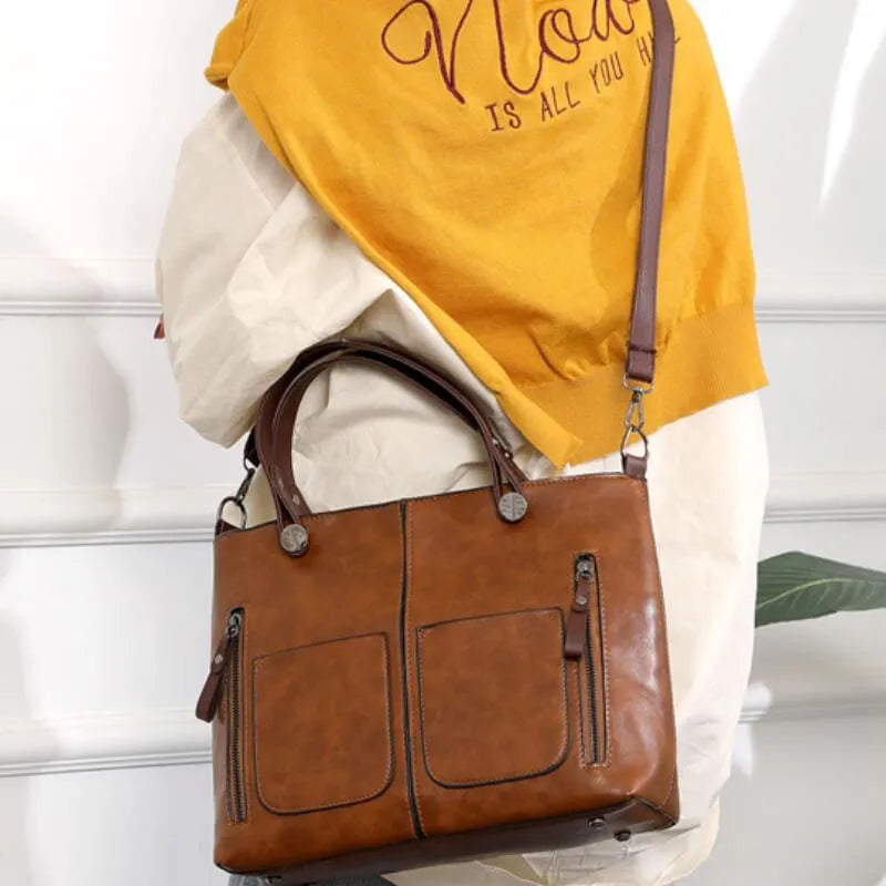 Genuine Leather Shoulder Bag – Adjustable Strap