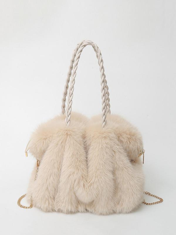 Plush Shoulder Tote Bag – Soft Velvet Finish