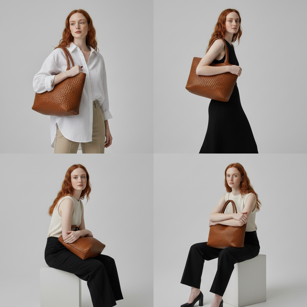 Woven Microfiber Leather Tote Bag – Spacious Carryall