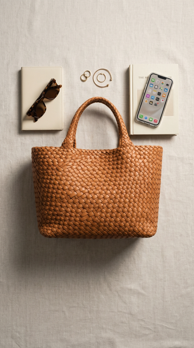Woven Microfiber Leather Tote Bag – Spacious Carryall