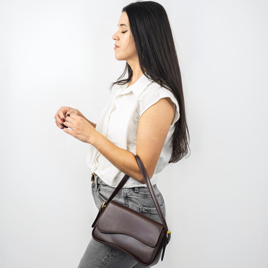 Genuine Leather Shoulder Bag – Adjustable Strap